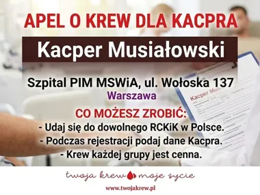 Policjant pomagał po wypadku - teraz ruszyła zbiórka krwi dla niego